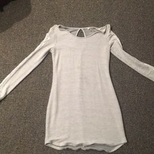 Sweater dress with lace on sleeves